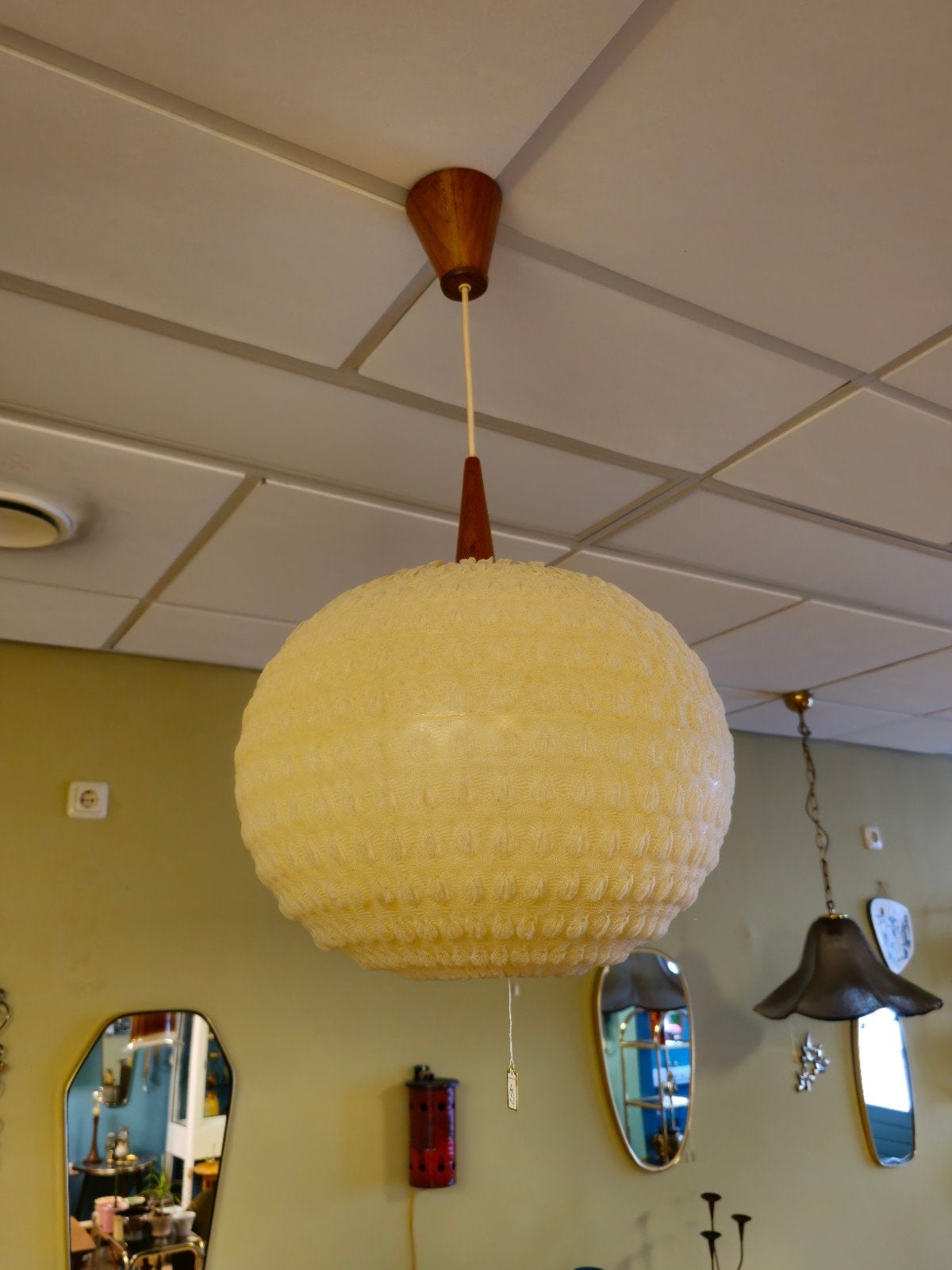 Vintage Temde Leuchten Hanglamp Plafondlamp Lamp, Kunststof, Ophalen of Verzenden, Temde Leuchten, Nvt