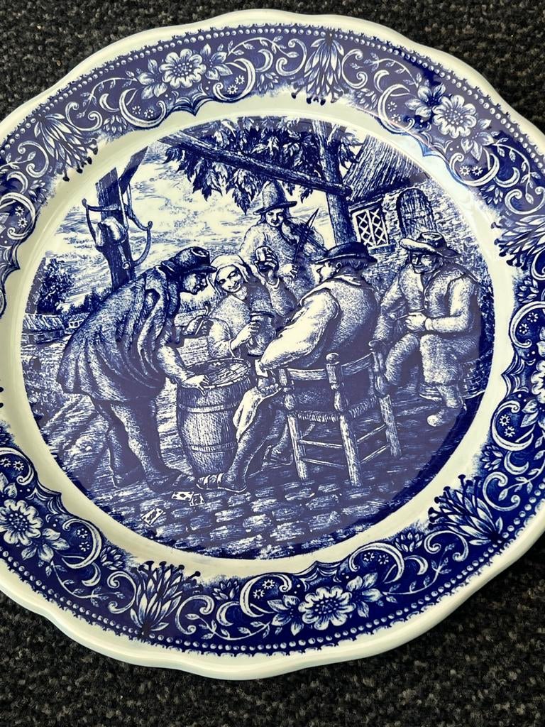 Antiek Delfts Blauw Wandbord - Bock Frères La Louvière, Antiek en Kunst, Ophalen of Verzenden