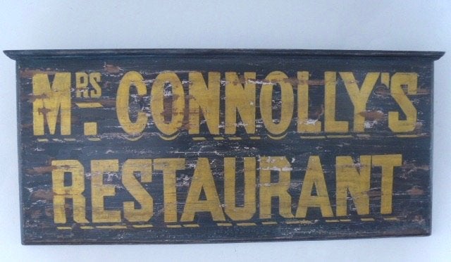 Handgeschilderd groot houten bord / Restaurant / Engels, Reclamebord, Ophalen of Verzenden, Zo goed als nieuw, B6
