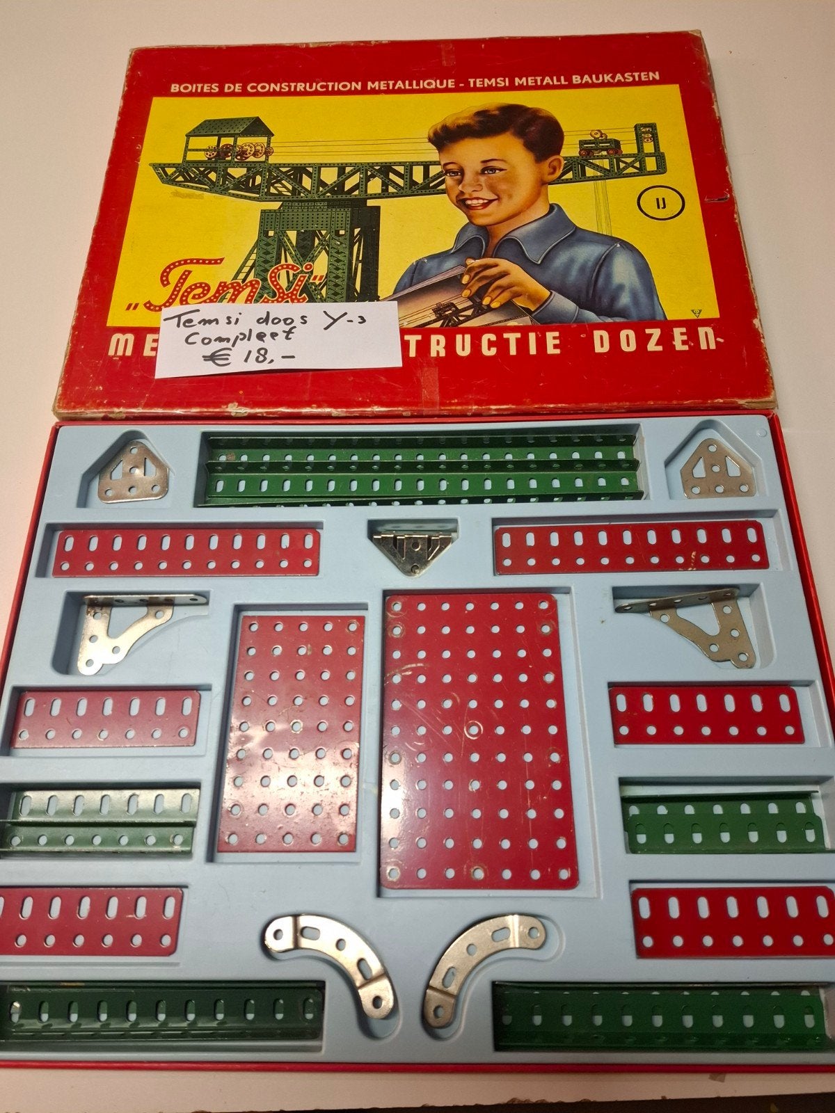 Vintage Temsi Meccano Constructiedozen - X Y 3 4 4a, Ophalen of Verzenden, Gebruikt, Overige merken
