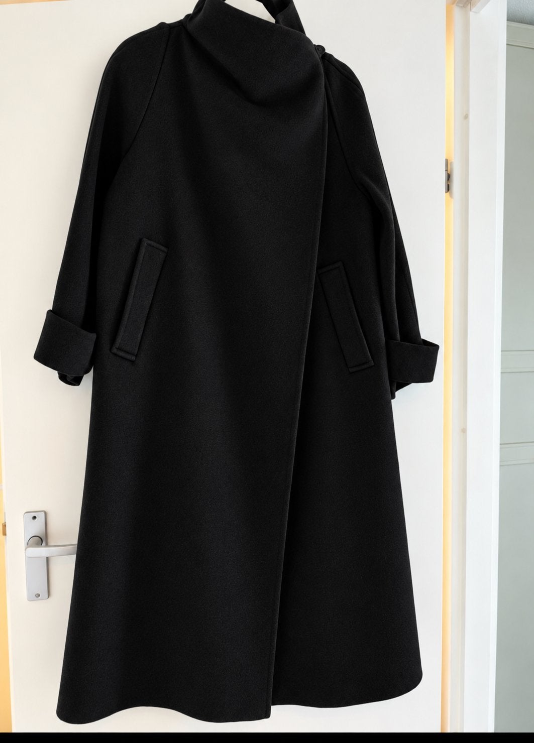 Luxe dames mantel jas 100% wol | Lang | model | Zwart |, Verzenden, Nieuw, Maat 38/40 (M), Zwart