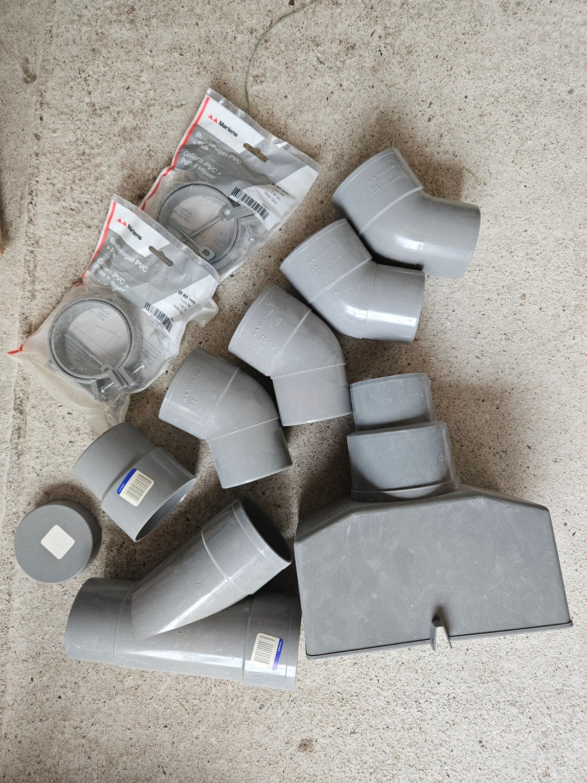 PVC Afvoerbuizen en Bochten - Martens 80mm, Doe-het-zelf en Verbouw, Ophalen, Bochten, Pvc, Nieuw