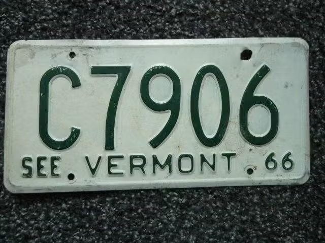 Kentekenplaat licenseplate See Vermont 1966 USA, Verzenden, Gebruikt, Auto's