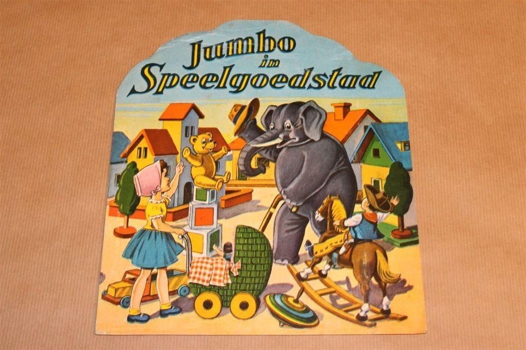 Jumbo in speelgoedstad - Zeldzame leporello uitgave 1960, Boeken, Ophalen of Verzenden, Zo goed als nieuw