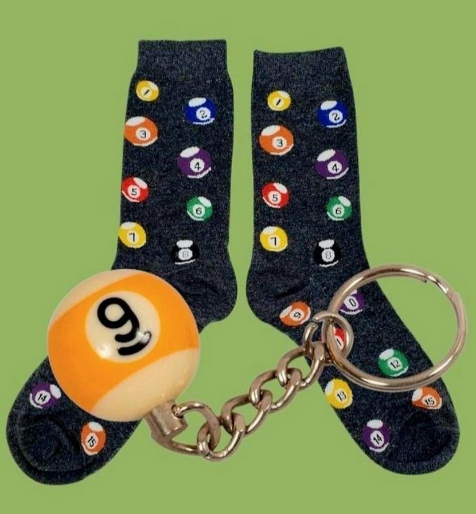 POOL BILJART SOKKEN + SLEUTELHANGER POOL BALL, Ophalen of Verzenden, Nieuw