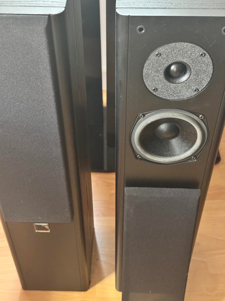 Phonar Laser 150 plus luidsprekers zuilen staanders., Zo goed als nieuw, 60 tot 120 watt, Front, Rear of Stereo speakers, Ophalen