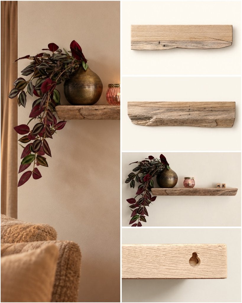 Wandplank eiken zwevend decoratief schap 45cm #336, Houtatelier M.Y., Info@myhoutatelier.nl, 4 cm, Ophalen of Verzenden