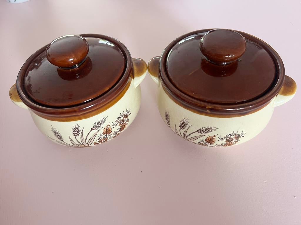 Retro oven potjes - made in Japan, Ophalen of Verzenden, Zo goed als nieuw, Overige materialen, Pot, Bus of Blik