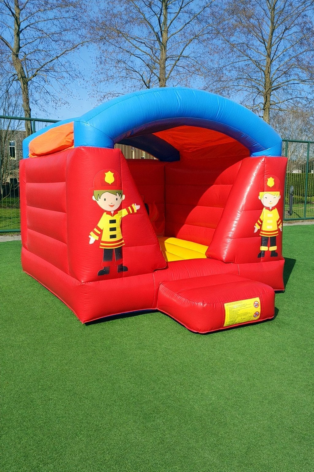 Springkussen brandweer + ventilator! 3x4m, Ophalen, Gebruikt, Overige
