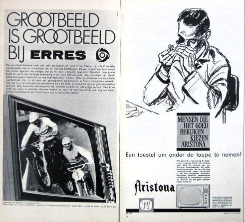 4 vintage advertenties reclames televisie 1957-69 TV Erres, Verzamelen, Ophalen of Verzenden, Gebruikt, Overige typen