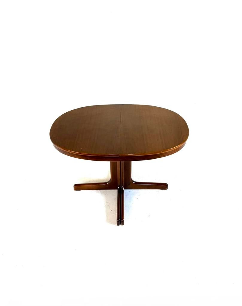 Vintage XL verlengbare teakhouten eettafel, Lübke ‘60, Teakhout, Vintage retro buisframe design rotan webbing papercord deens