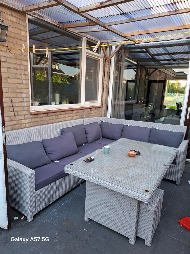 Hoek Tuinset i.g.s, Ophalen, Kunststof, Gebruikt, Bank