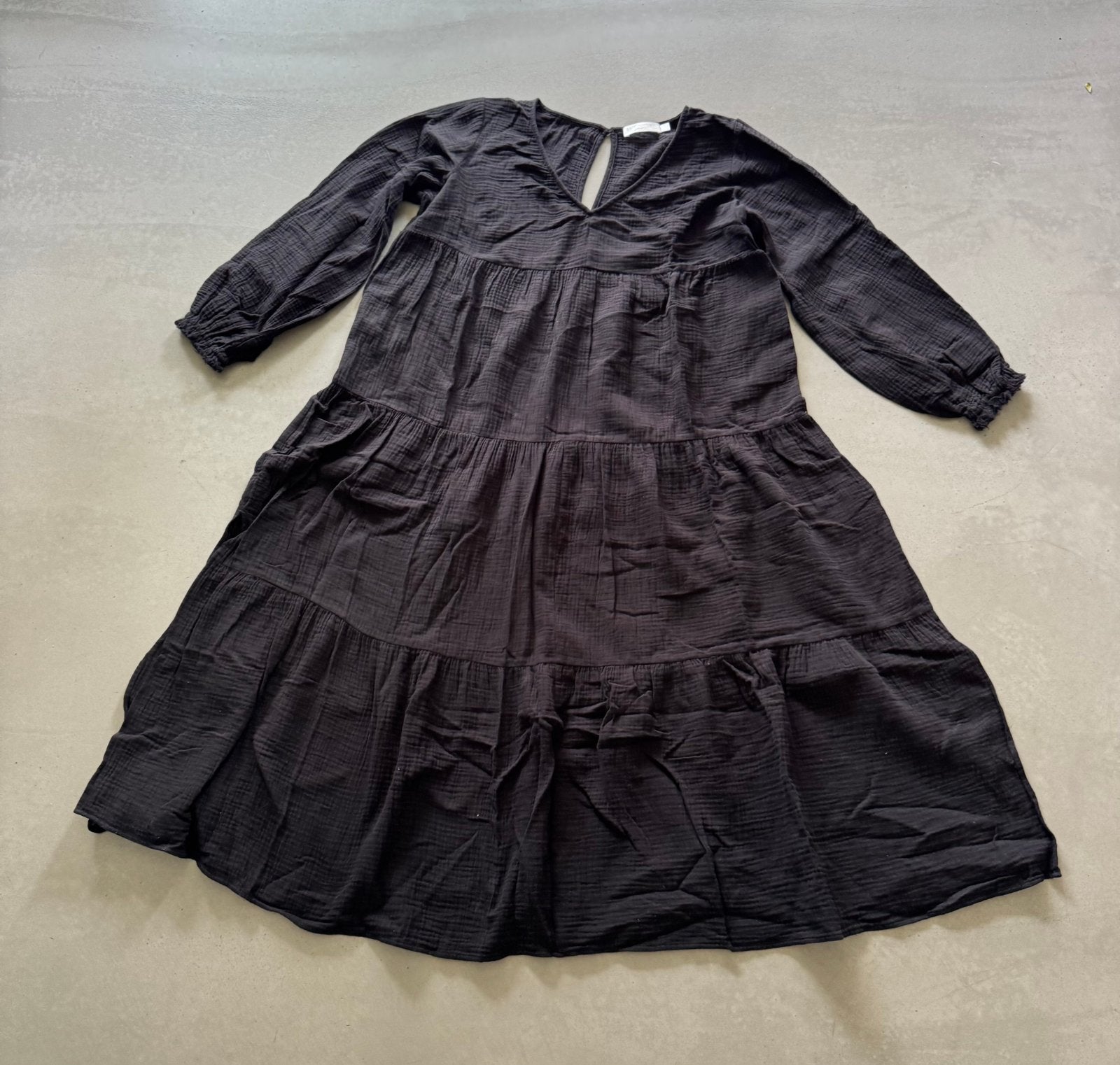 Seafolly zwarte wijdvallende (strand)jurk 100% katoen maat M, Ophalen of Verzenden, Gedragen, Zwart, Overige typen
