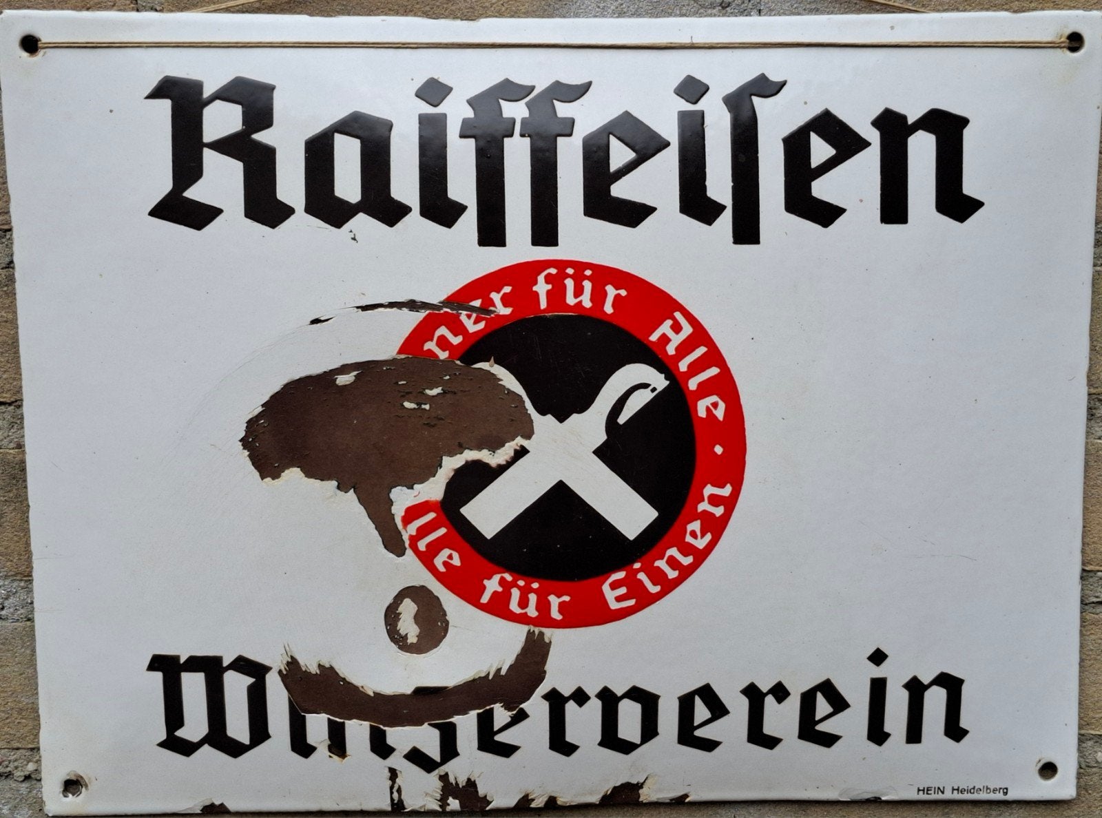 Emaille bord.  Duitsland.  40/30 cm., Ophalen, Gebruikt, Reclamebord