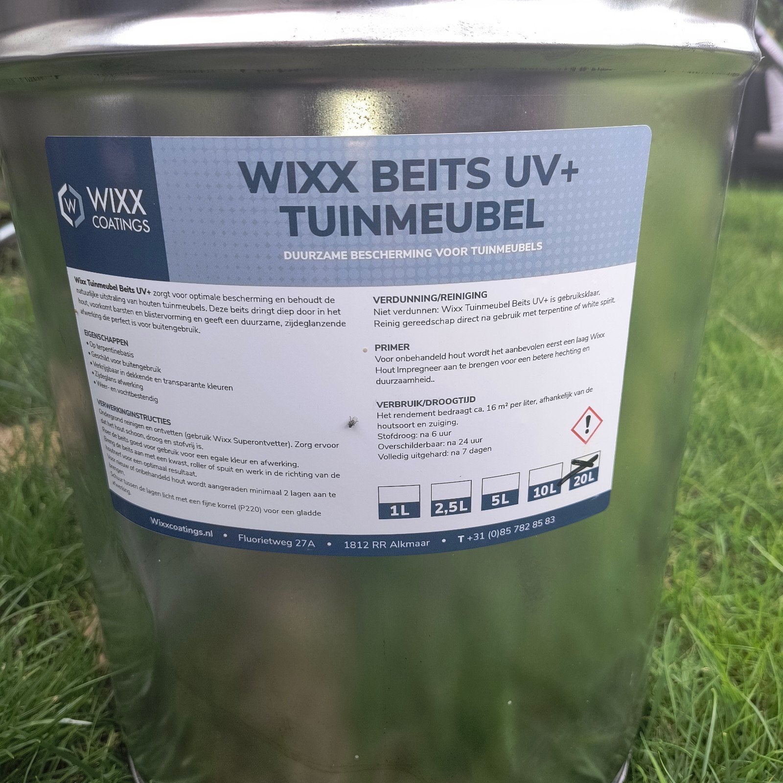 20liter beits vergrijsd wit, Ophalen, Wit, Beits