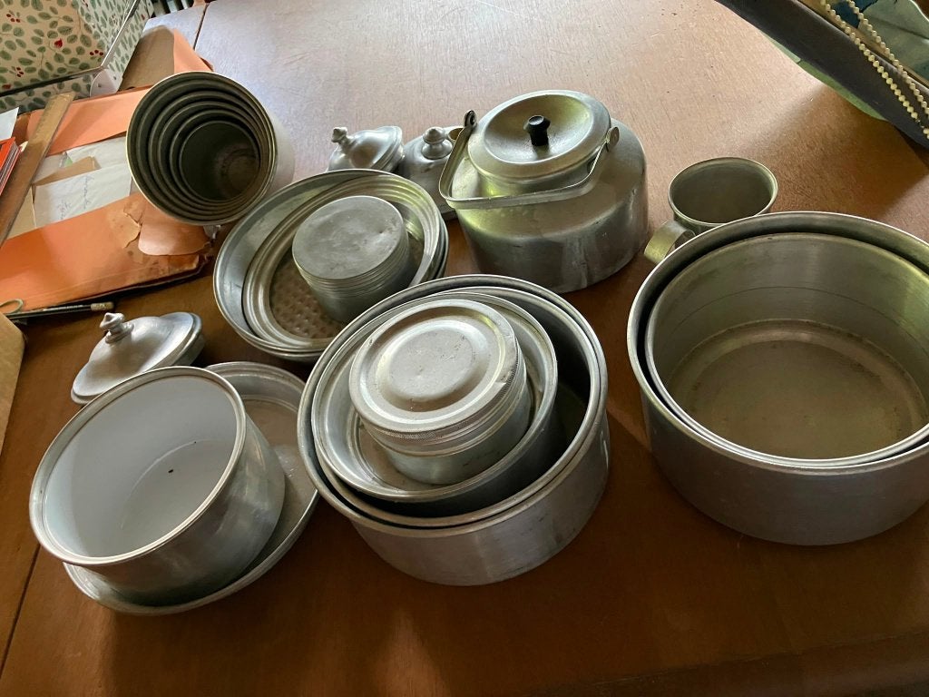 kampeerpannen, aluminium. the real thing, Caravans en Kamperen, Kampeeraccessoires, Ophalen, Gebruikt