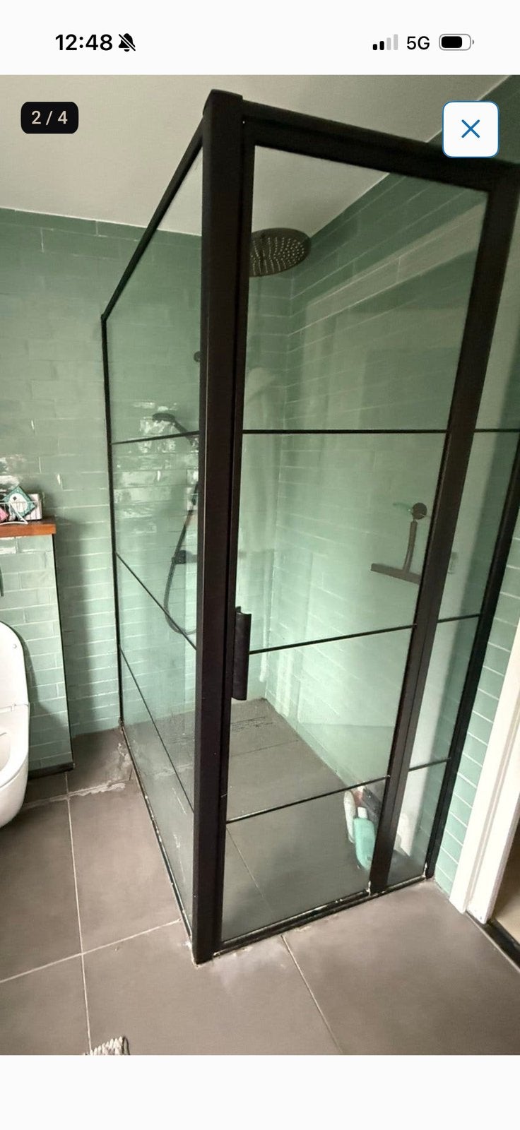 Inloopdouche tempered glass draaideur, Ophalen, Gebruikt