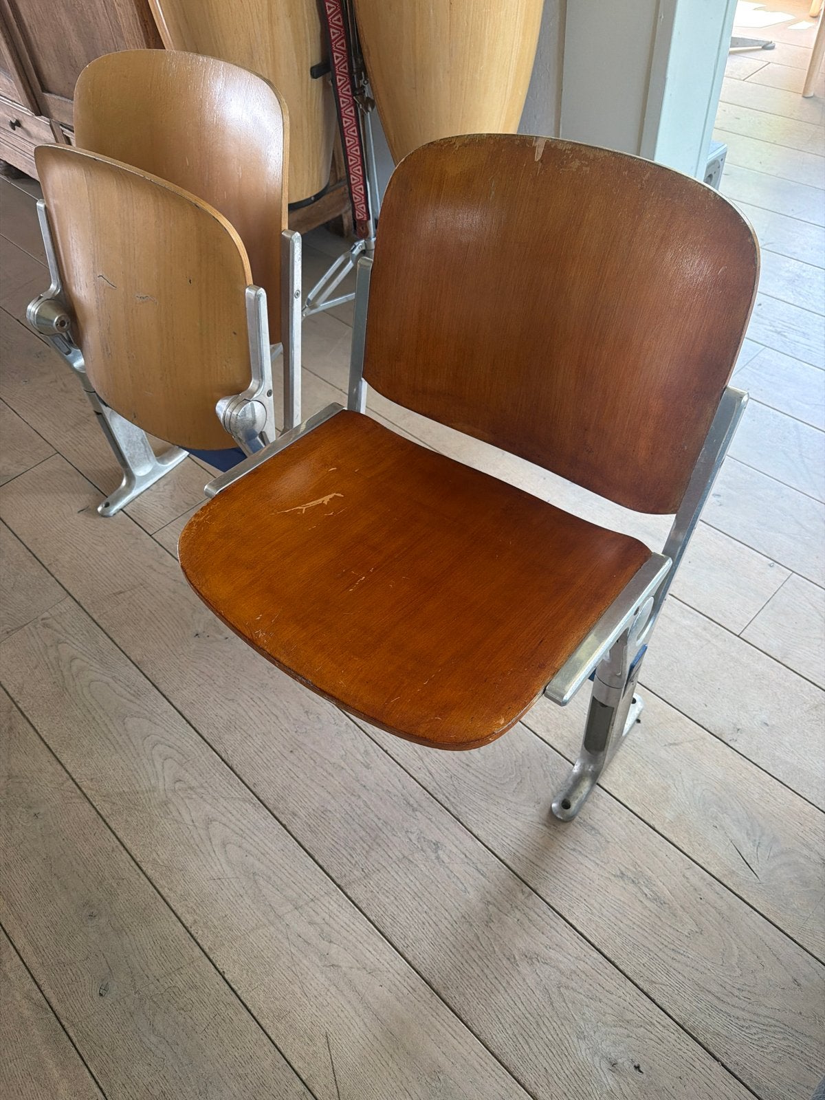 Vintage Bioscoop/Wachtkamerstoel - Twee stoelen, Gebruikt, Twee, Overige kleuren, Ophalen of Verzenden