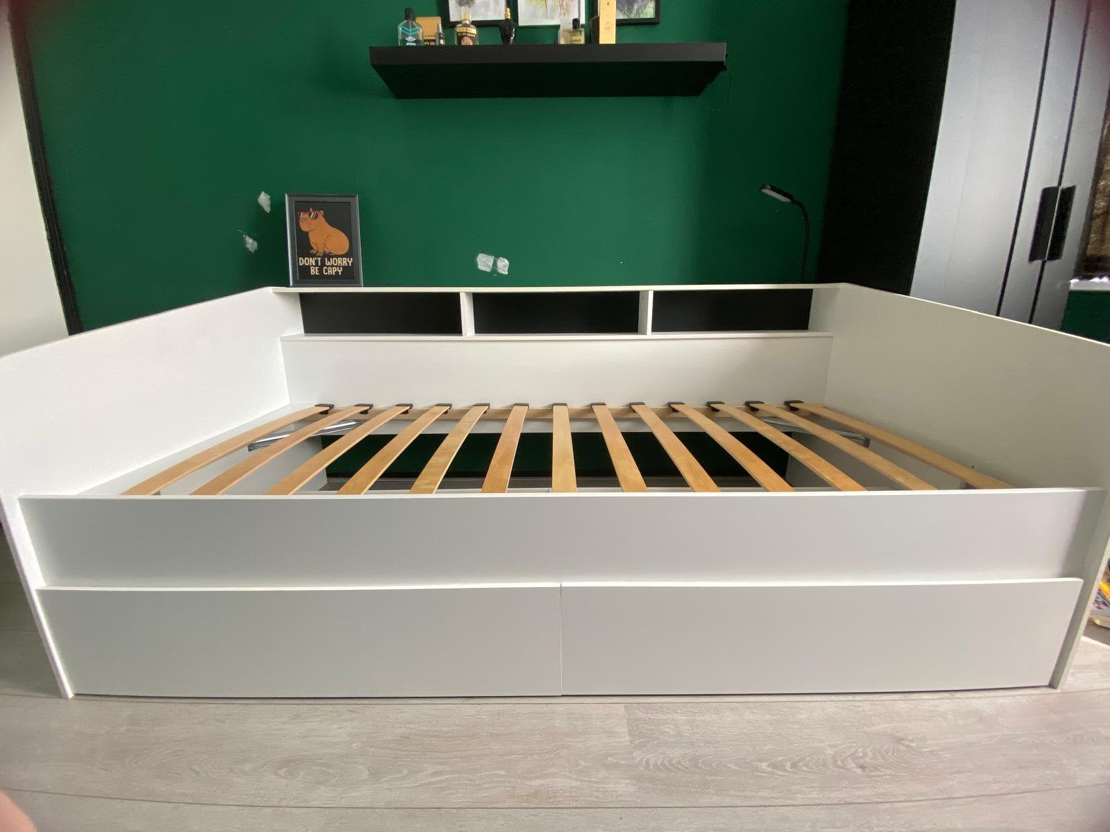 Bed met lades 2 stuks, Ophalen, Zo goed als nieuw, 180 cm of meer, 85 tot 100 cm