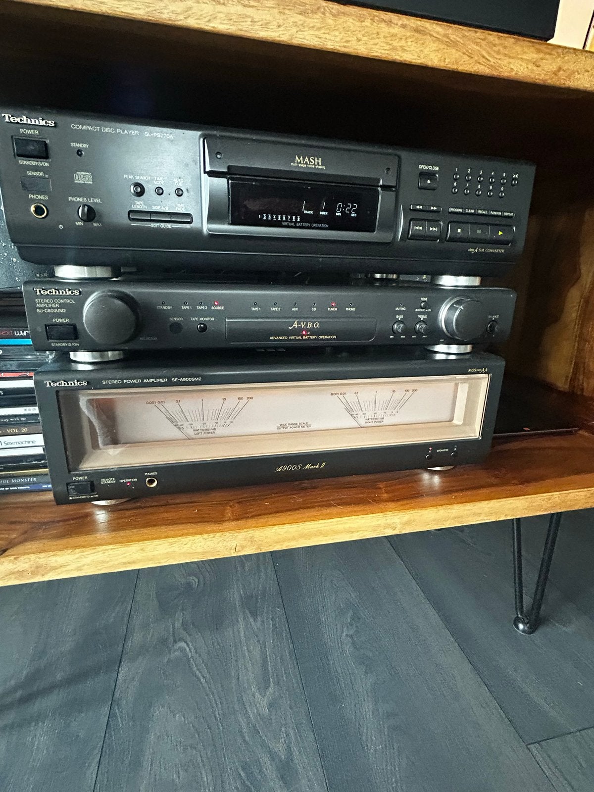 Technics Stereo Set: CD-speler, Voorversterker, Eindversterk, Gebruikt, 120 watt of meer, Stereo, Ophalen