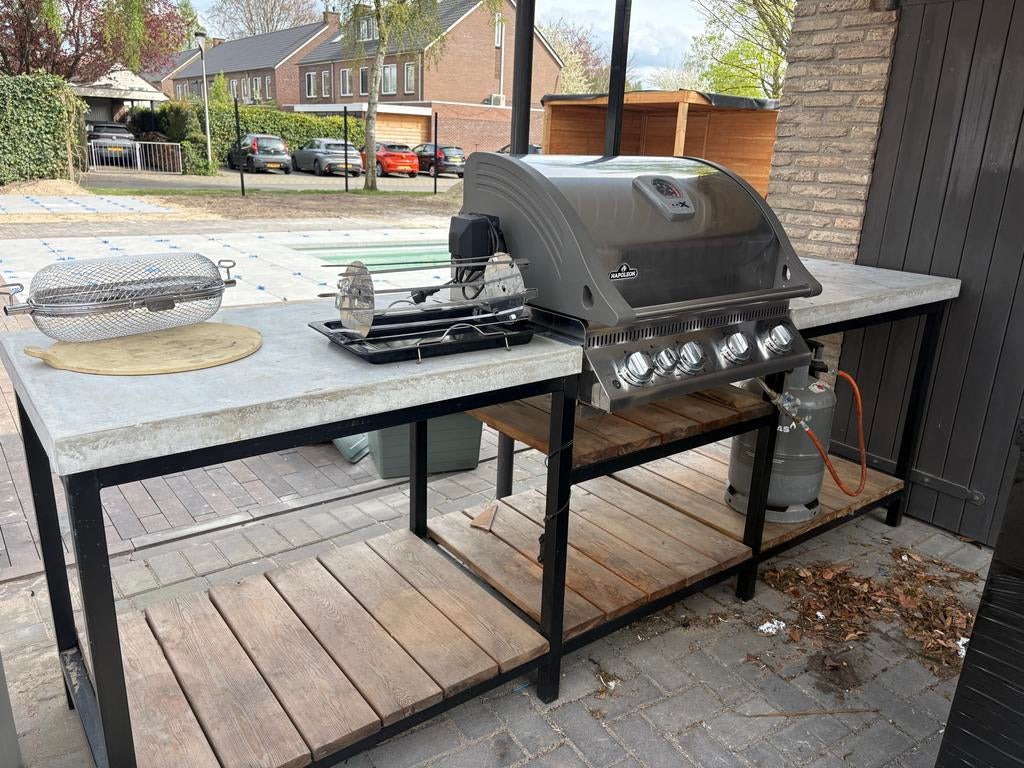 Buitenkeuken met Napoleon LEX 485 built-in BBQ RVS, Ophalen, Gebruikt