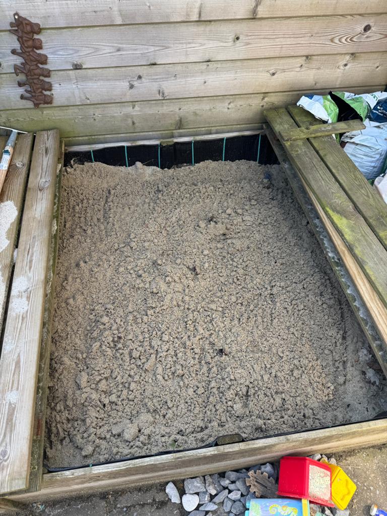 Gratis af te halen - zandbak zand (Speelzand van Karwei), Ophalen, Gebruikt