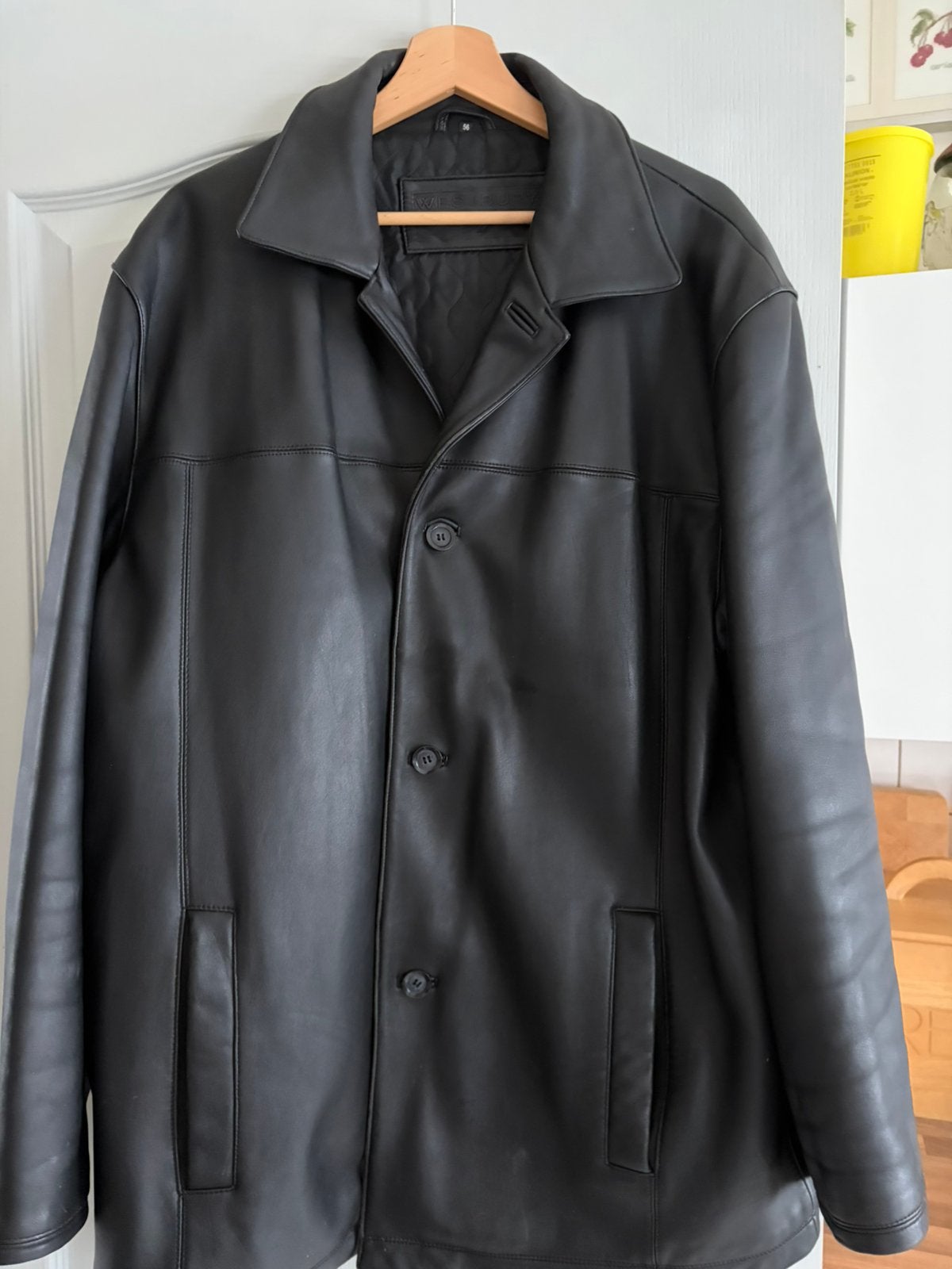 Leren heren jas, Kleding | Heren, Jassen | Winter, Ophalen, Zo goed als nieuw, Maat 56/58 (XL), Zwart