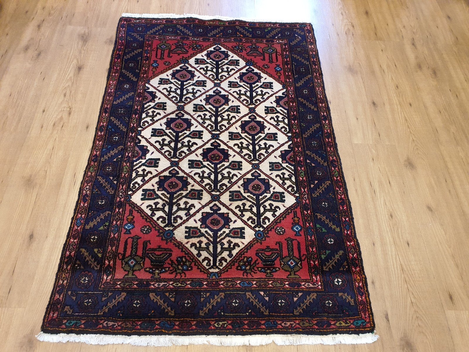 Vintage handgeknoopt perzisch tapijt hamadan 160x102, Info@SlatsAntiek.nl, Tweedehands, 100 tot 150 cm, Perzisch