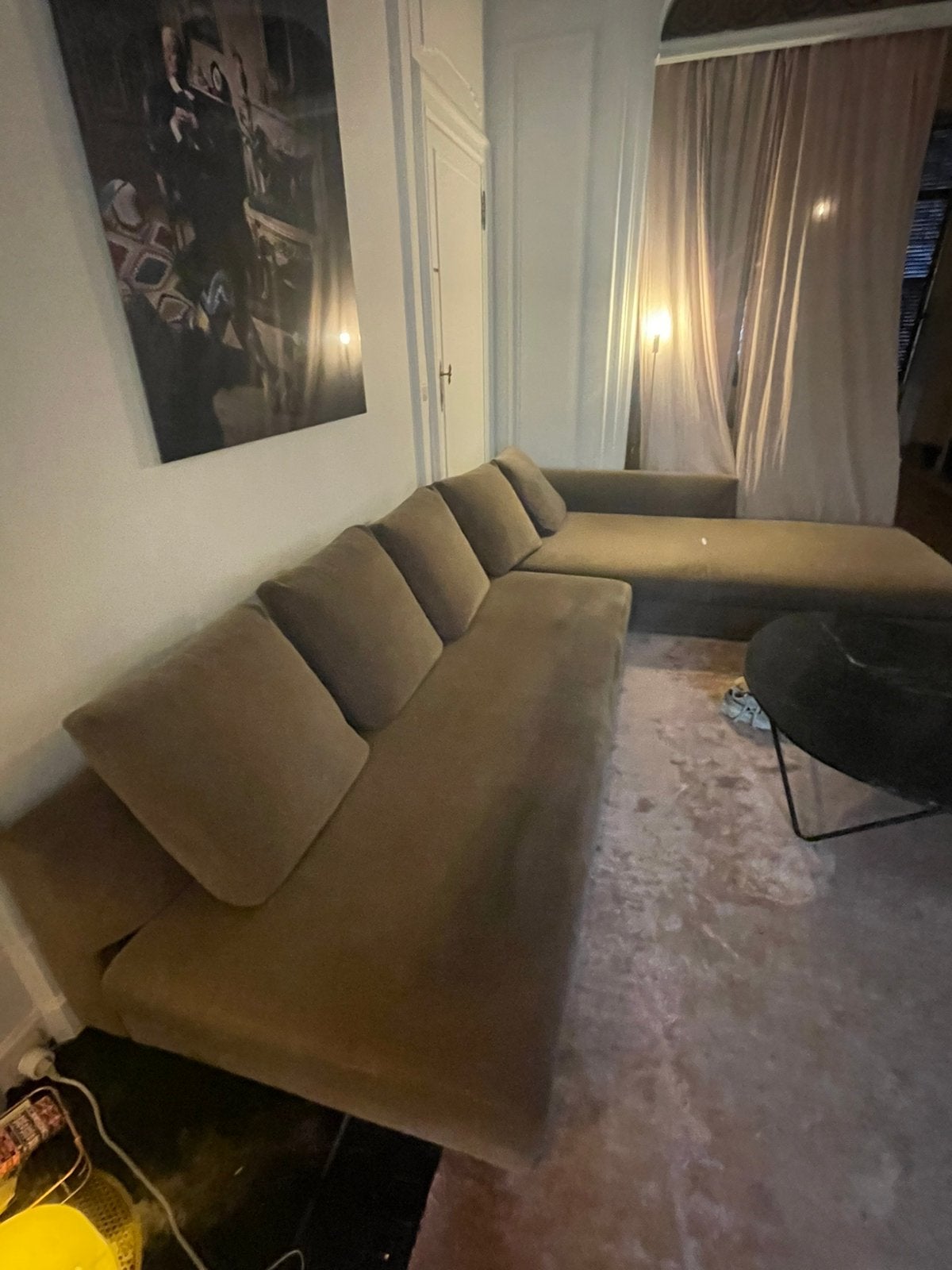 Ruime grijze Minotti zithoek gestoffeerd, Huis en Inrichting, Ophalen, Gebruikt, Stof, Modern minimalistisch