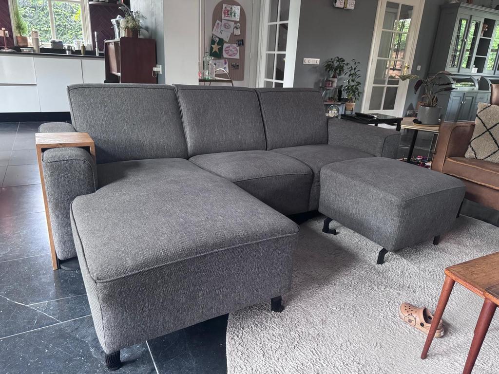 Comfortabele L bank chaise longue van Profijt + 2 hockers, Huis en Inrichting, Ophalen, Gebruikt, Vierpersoons of meer