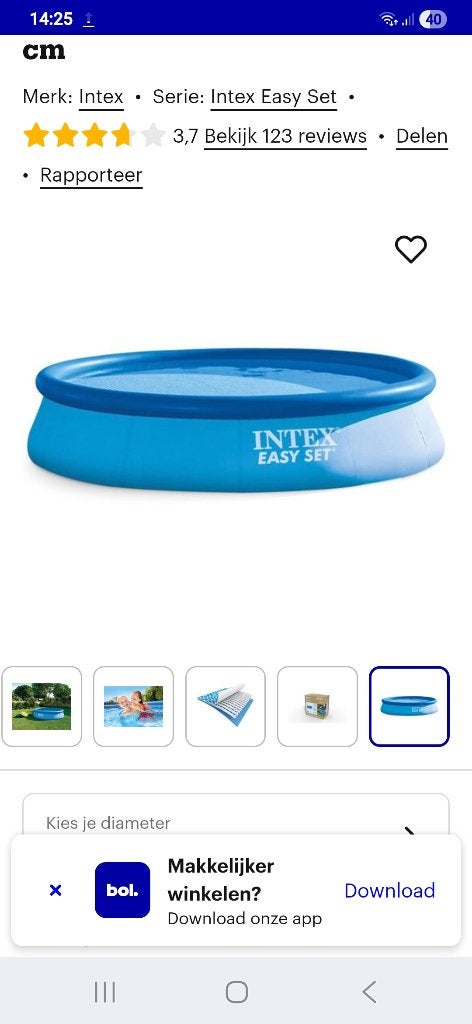 Intex zwembad 366 met pomp en afdekzeil, Ophalen, Minder dan 80 cm, Rond, 300 cm of meer