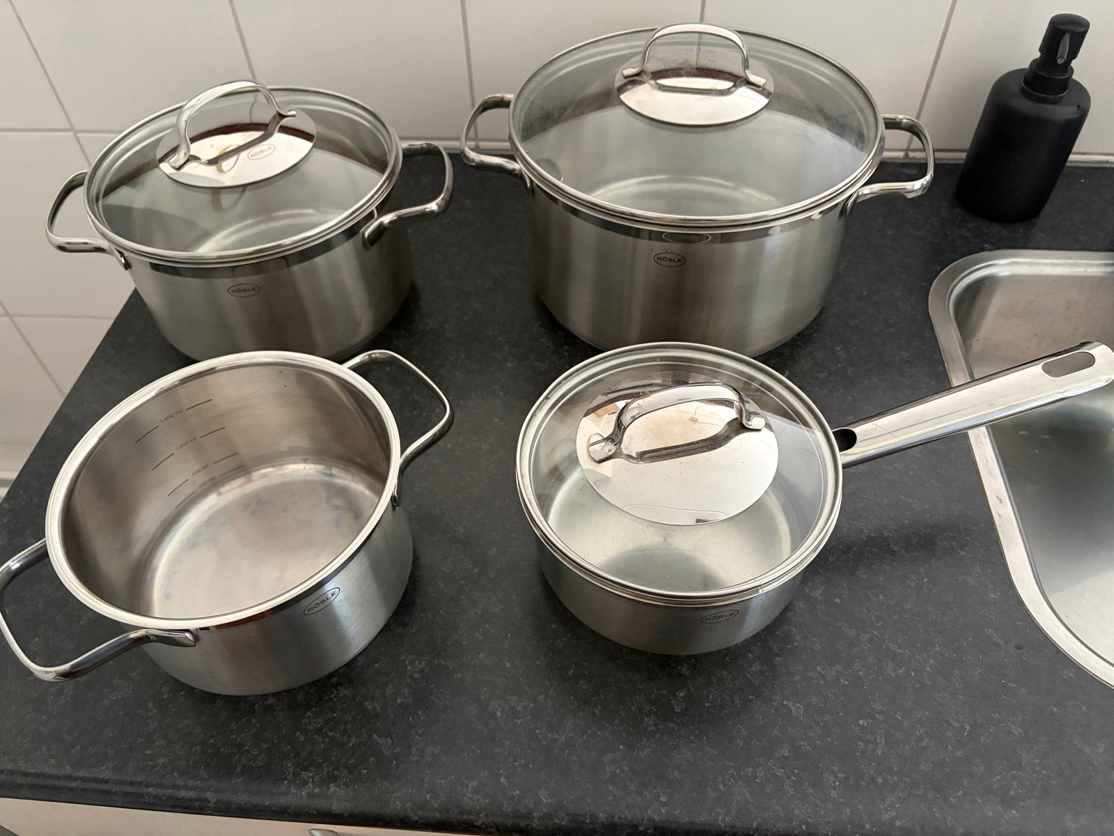Rösle Pannenset - Geschikt voor Inductie, Ophalen, Gebruikt, Pannenset, Rvs