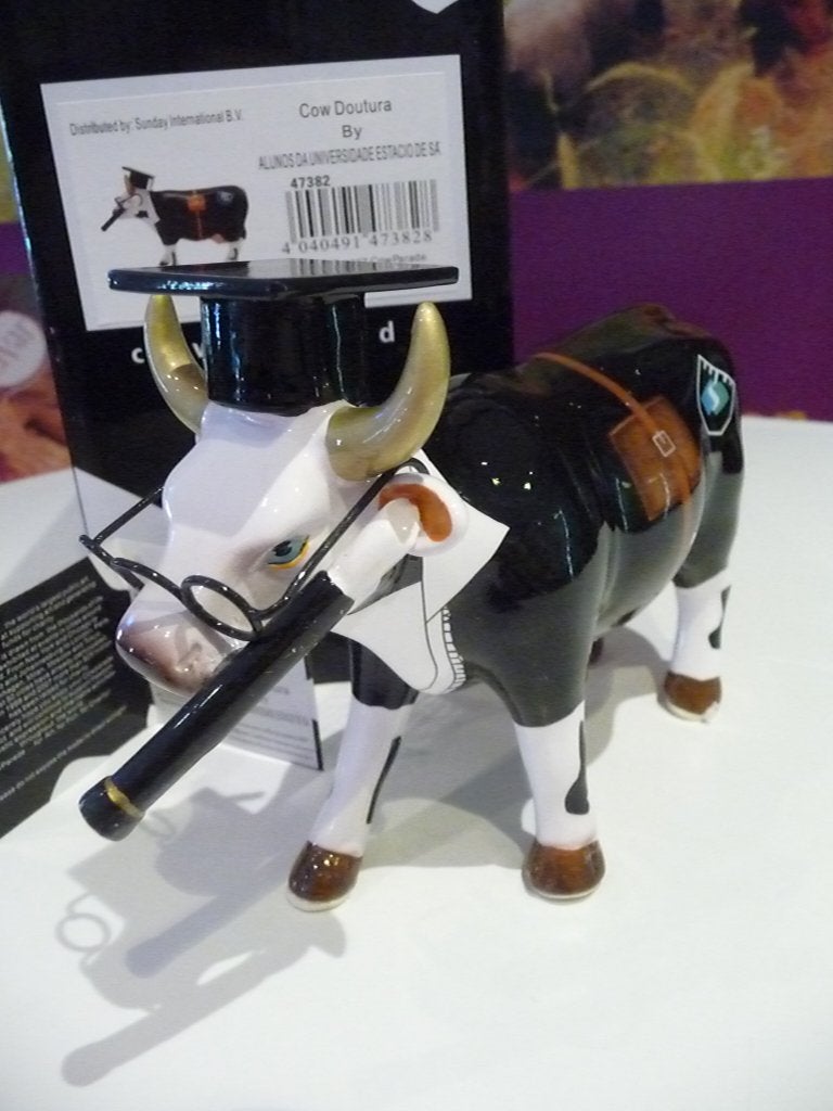 Nieuw Cow Parade koe Doutura medium gratis verzending., Antiek en Kunst, Ophalen of Verzenden, Beeld