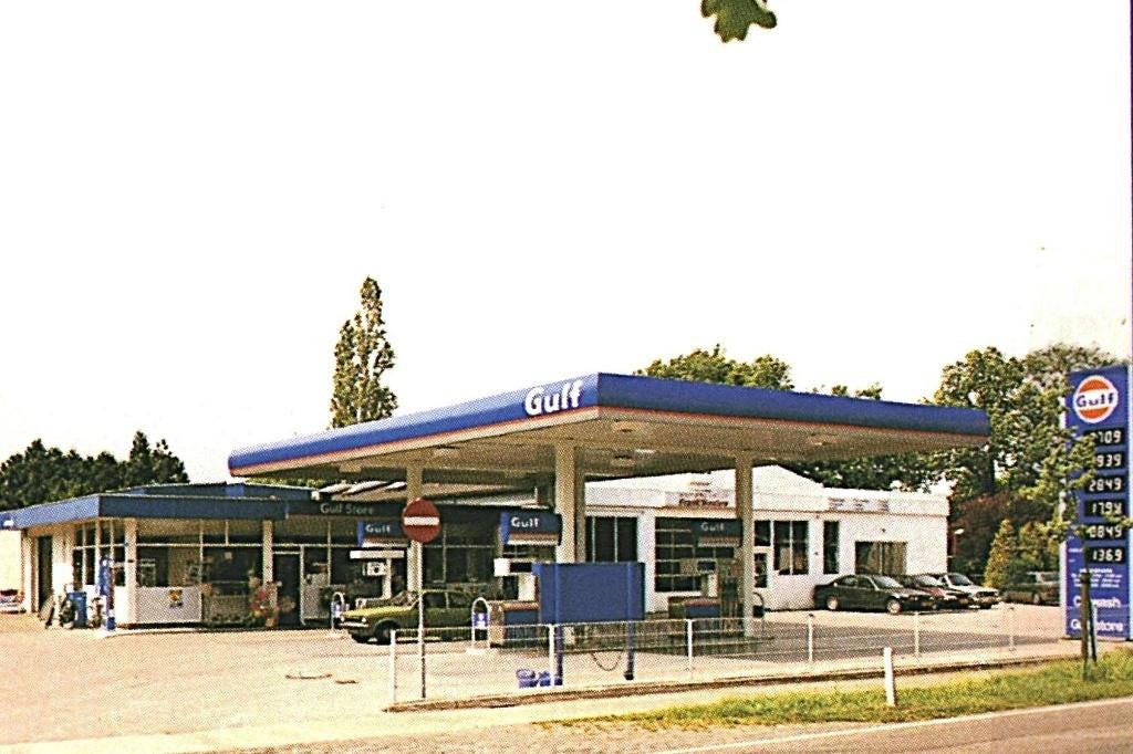 36559 Reusel N Br 80+ Gulf Tankstation Benzinepomp Gelopen, Verzenden, 1980 tot heden, Gelopen, Noord-Brabant