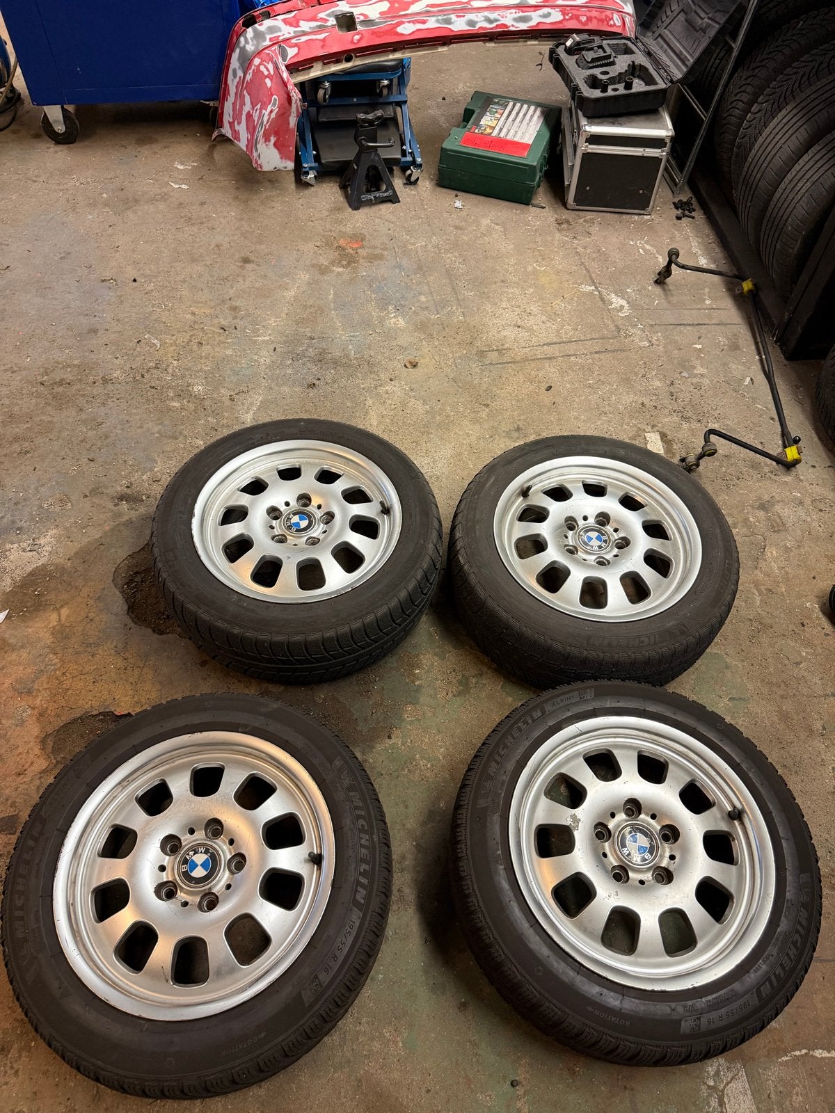 BMW velgen met Michelin winterbanden 195/55 R16, Ophalen, Gebruikt, 16 inch, Banden en Velgen