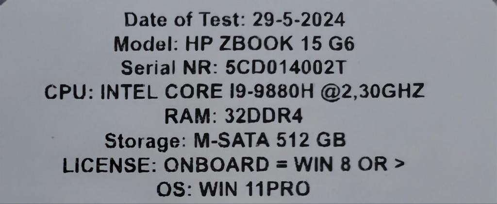 HP ZBook 15 G6 - i9-9880H, 32GB RAM, 512GB SSD, RTX 3000, Computers en Software, Ophalen, 8 GB, .  HP, Zo goed als nieuw