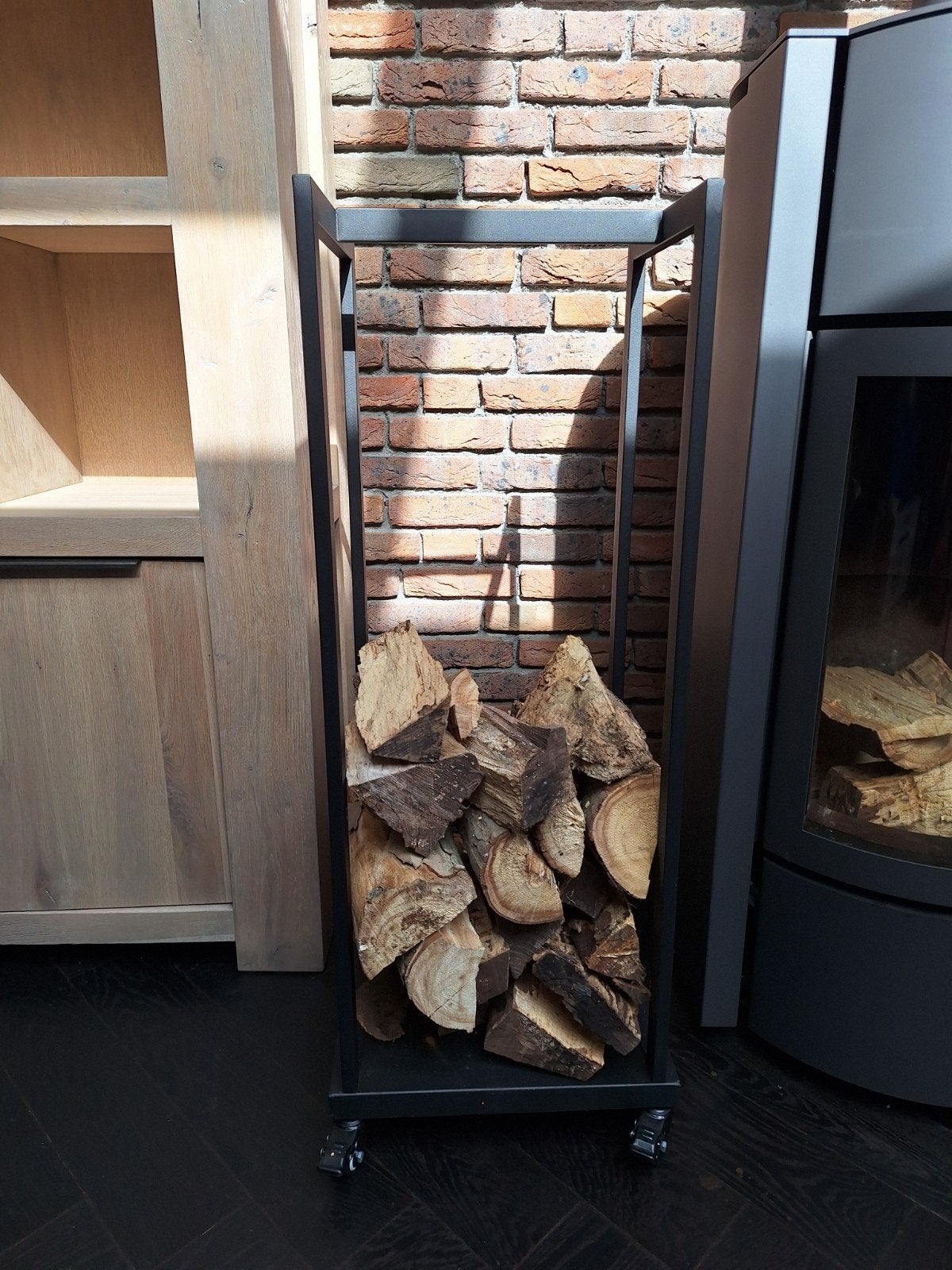 Metalen Brandhoutrek op Wielen rek hout - Modern Design, Ophalen