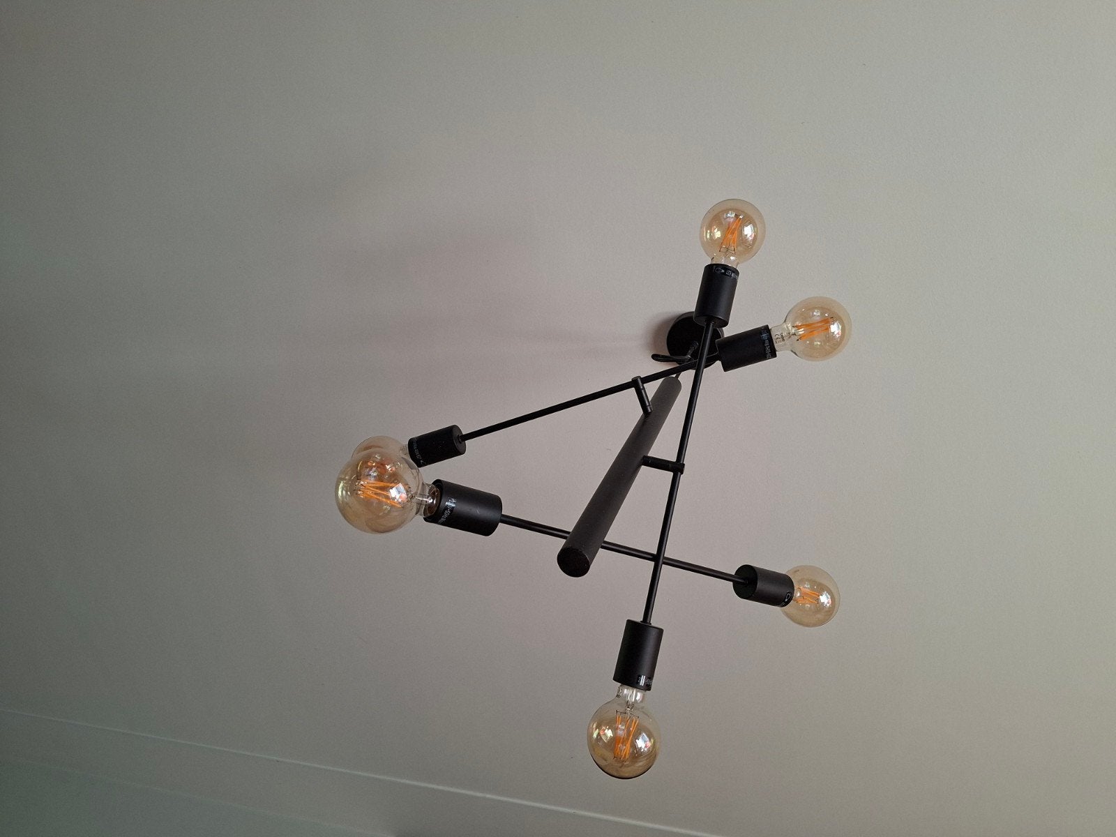 Moderne Zwarte Sputnik Plafondlamp met 6 E27 Fittingen, Ophalen, E27 (groot), Metaal, Modern, Sputnik, Industrieel