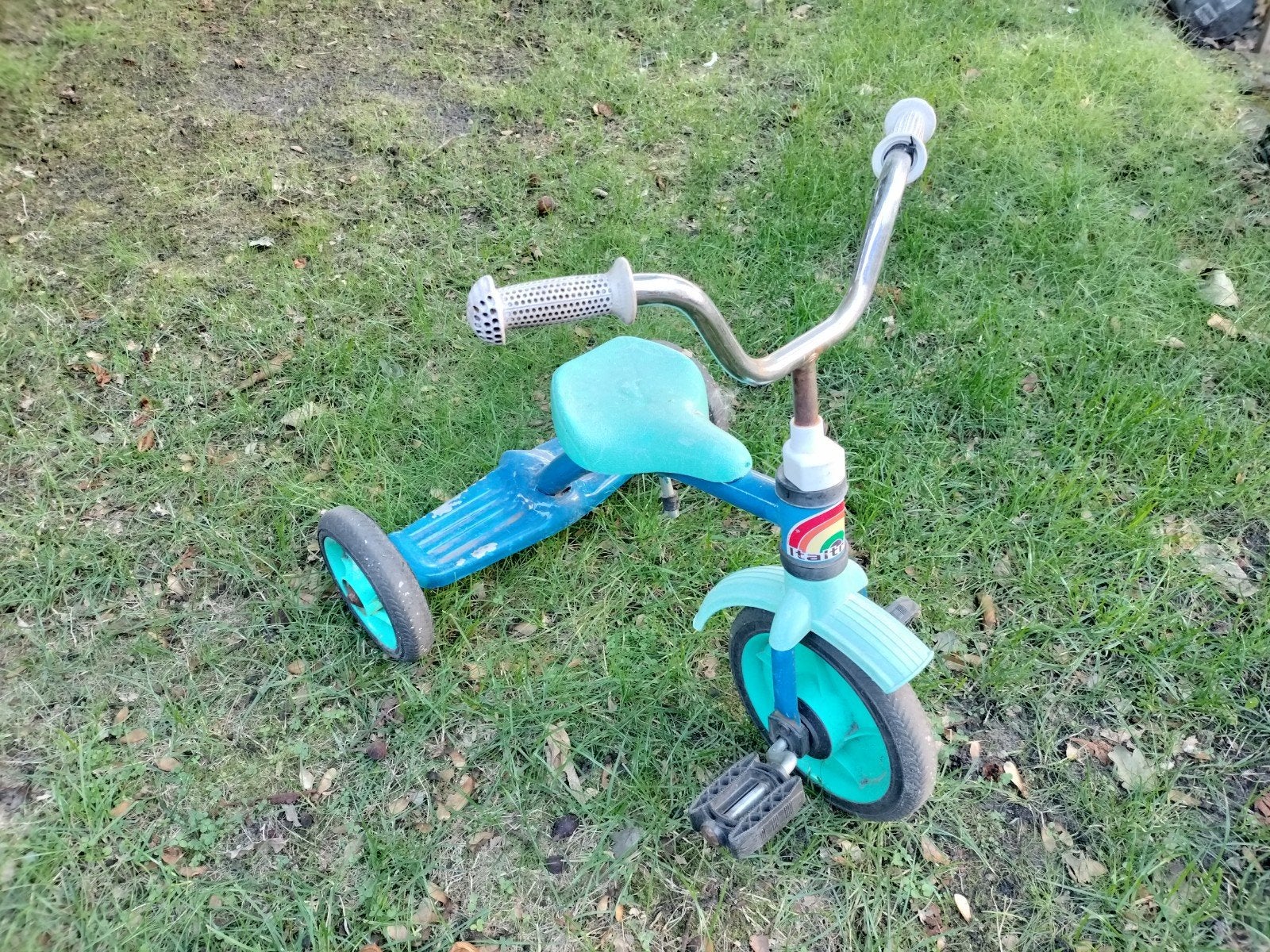 Vintage Driewieler - Blauw/Groen Kinderfietsje, Fietsen en Brommers, Ophalen, Gebruikt, Terugtraprem, Onbekend