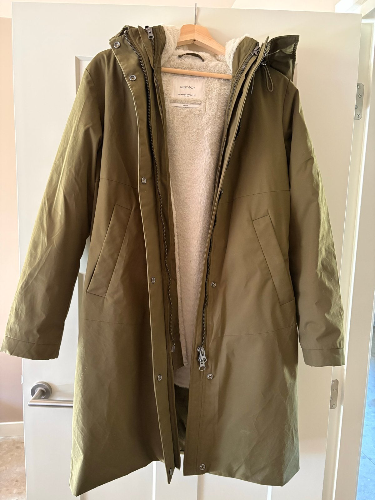 Sissy-Boy winterjas maat M, olijfgroen, met teddy voering, Ophalen of Verzenden, Zo goed als nieuw, Maat 38/40 (M), Groen