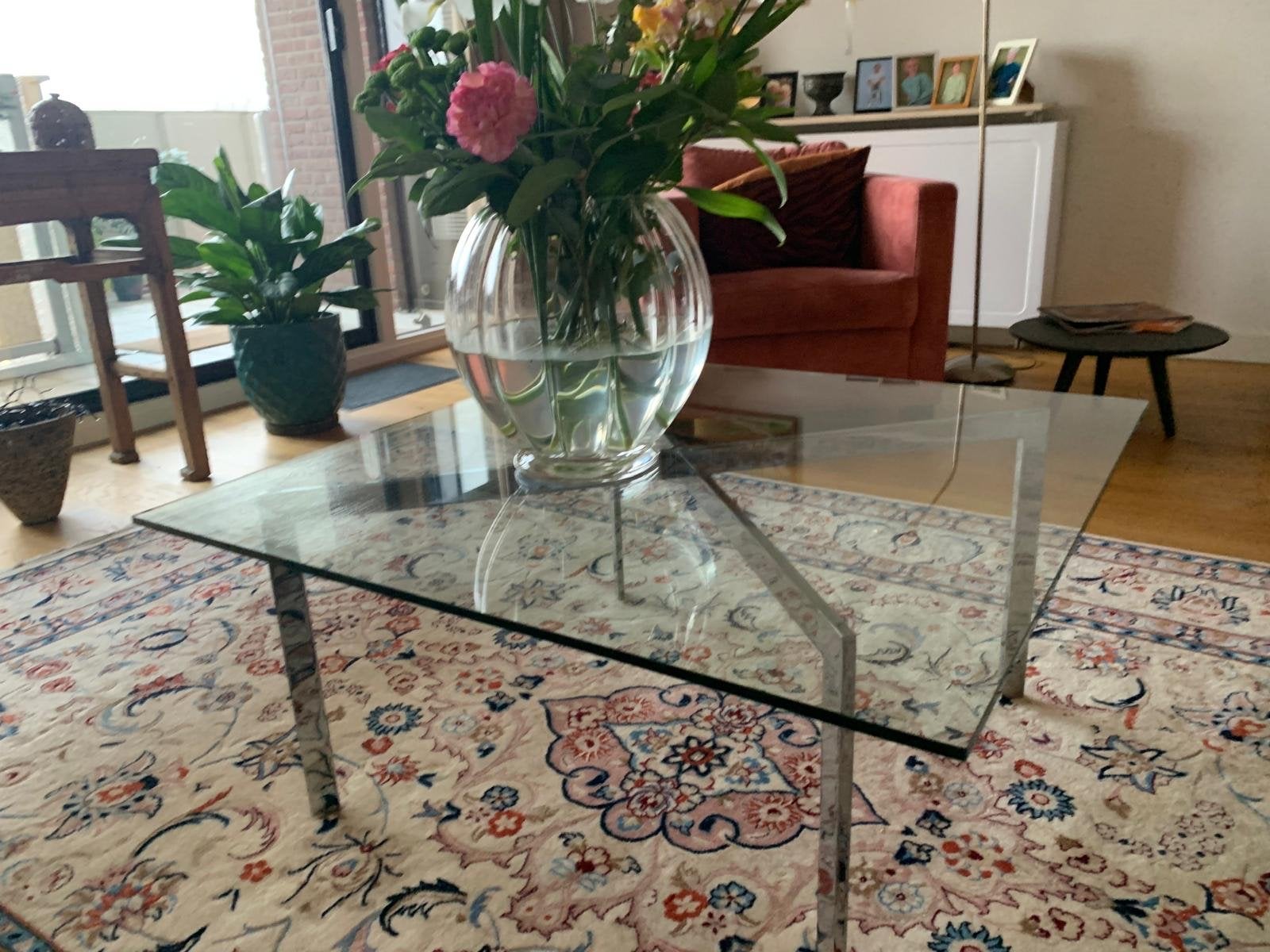 Originele Knoll Barcelona salontafel – Mies van der Rohe, Huis en Inrichting, Ophalen, Gebruikt, 100 tot 150 cm, Vierkant
