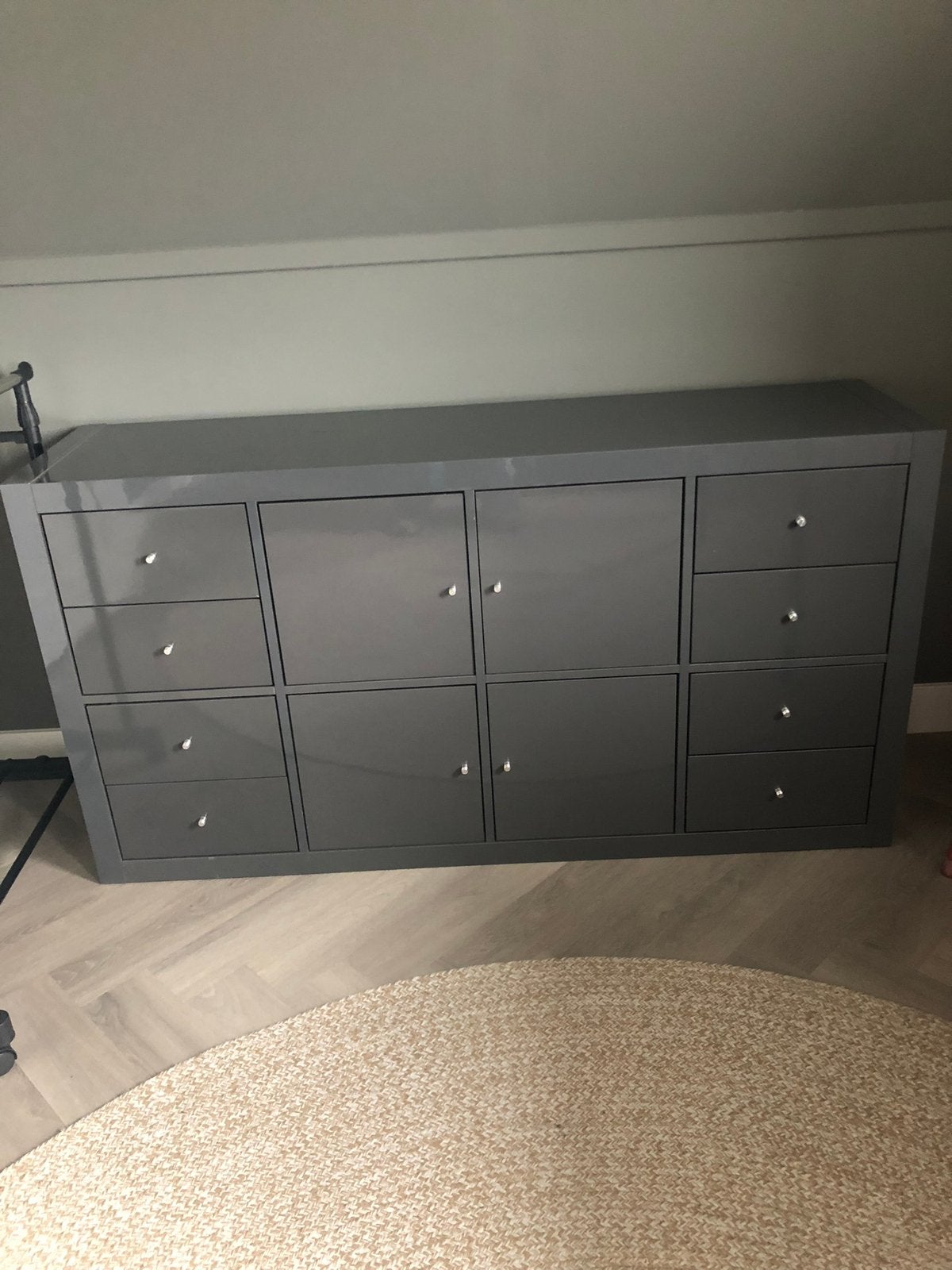 Hoogglans grijs Kallax dressoir Ikea, Ophalen, Zo goed als nieuw