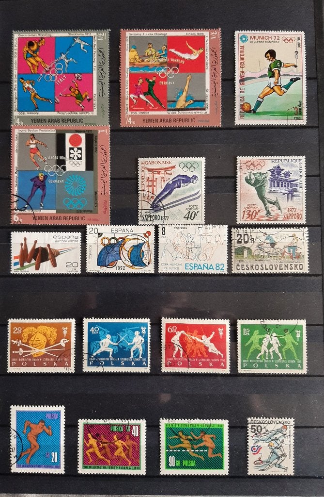 3 Kaarten Mooiste  Postzegels Sport No. 1 Gestempeld, Ophalen, Gestempeld, Sport