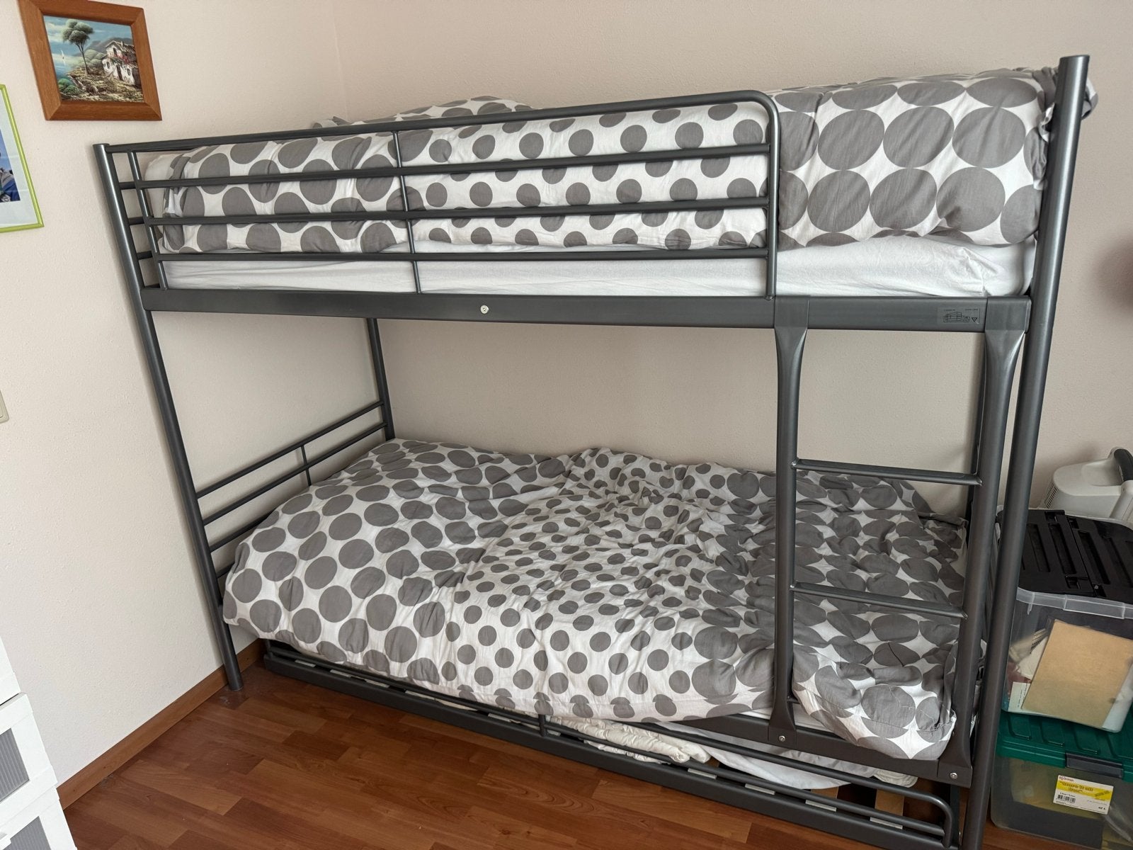 IKEA Stapelbed voor 3 personen met matrassen en beddengoed, Ophalen, Gebruikt, Tweepersoons, Stapelbed