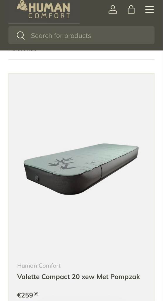 2 Human Comfort Valette Compact 20  met oplaadbare Pomp, Ophalen of Verzenden, Zo goed als nieuw, 1-persoons