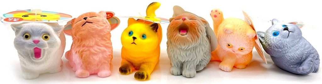 PARTIJ RUBBER CATS 6CM IN DISPLAY, ., Nieuw, Ophalen of Verzenden, .