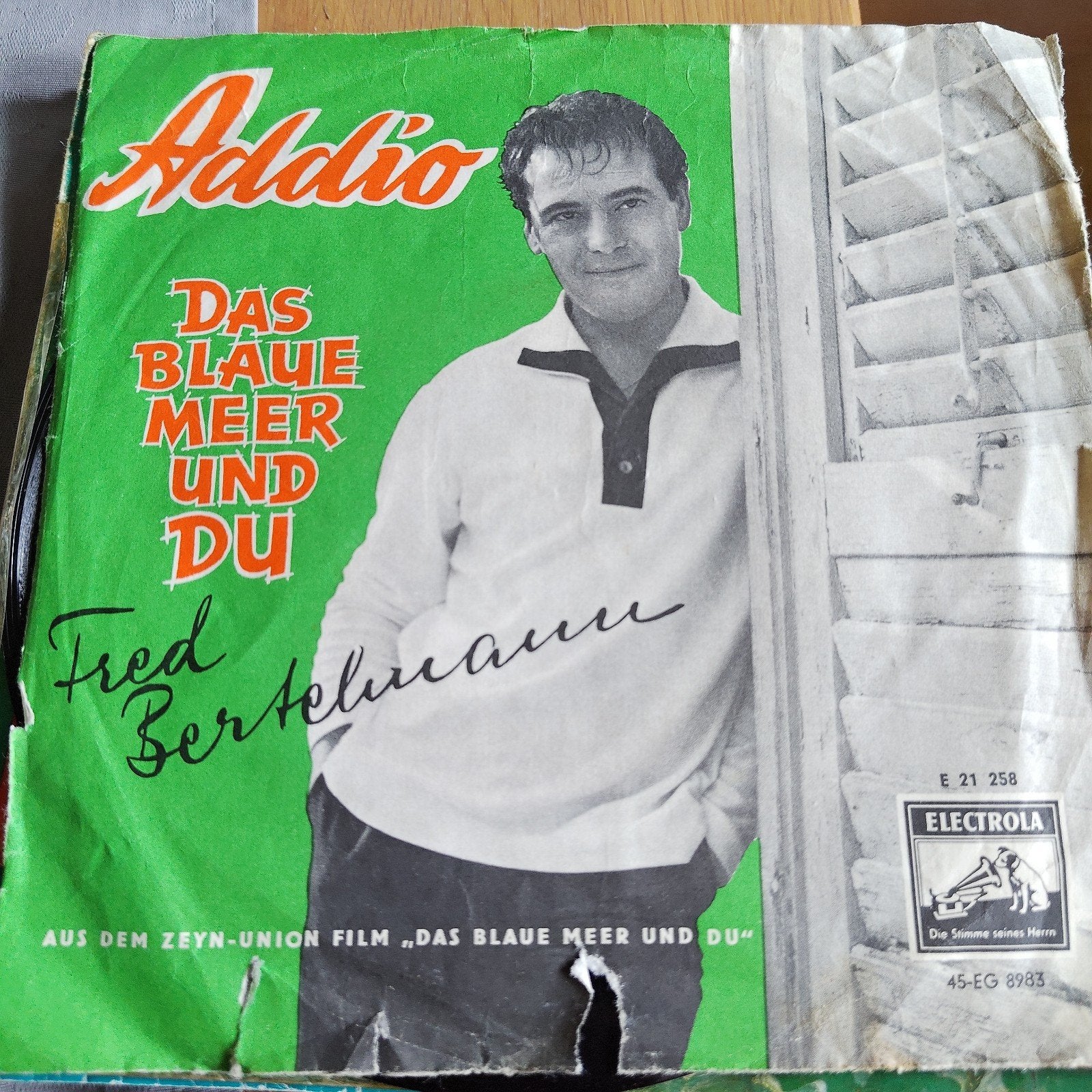 Fred Bertelmann - Addio / Das Blaue Meer Und Du (Single), Gebruikt, 7 inch, EP, Schlager