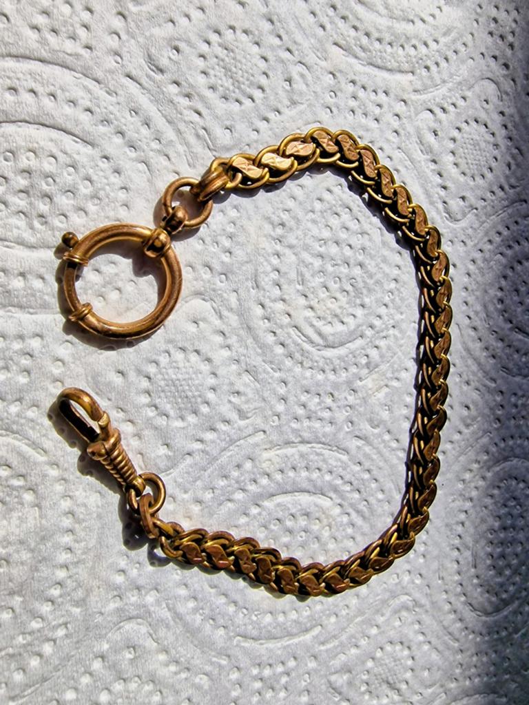 Vintage Koperen Horlogeketting - Klassieke Stijl, Ophalen of Verzenden, Gebruikt, Goud, Overige materialen