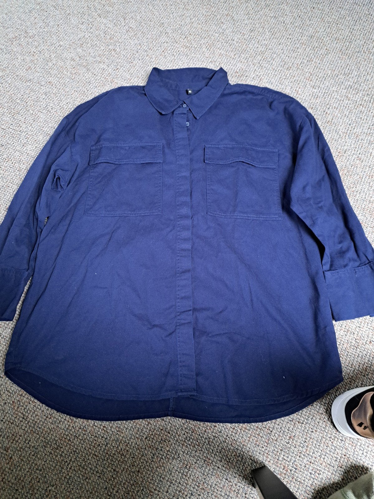 donker blauwe blouse  hema, Ophalen of Verzenden, Zo goed als nieuw, Maat 46/48 (XL) of groter, Blauw