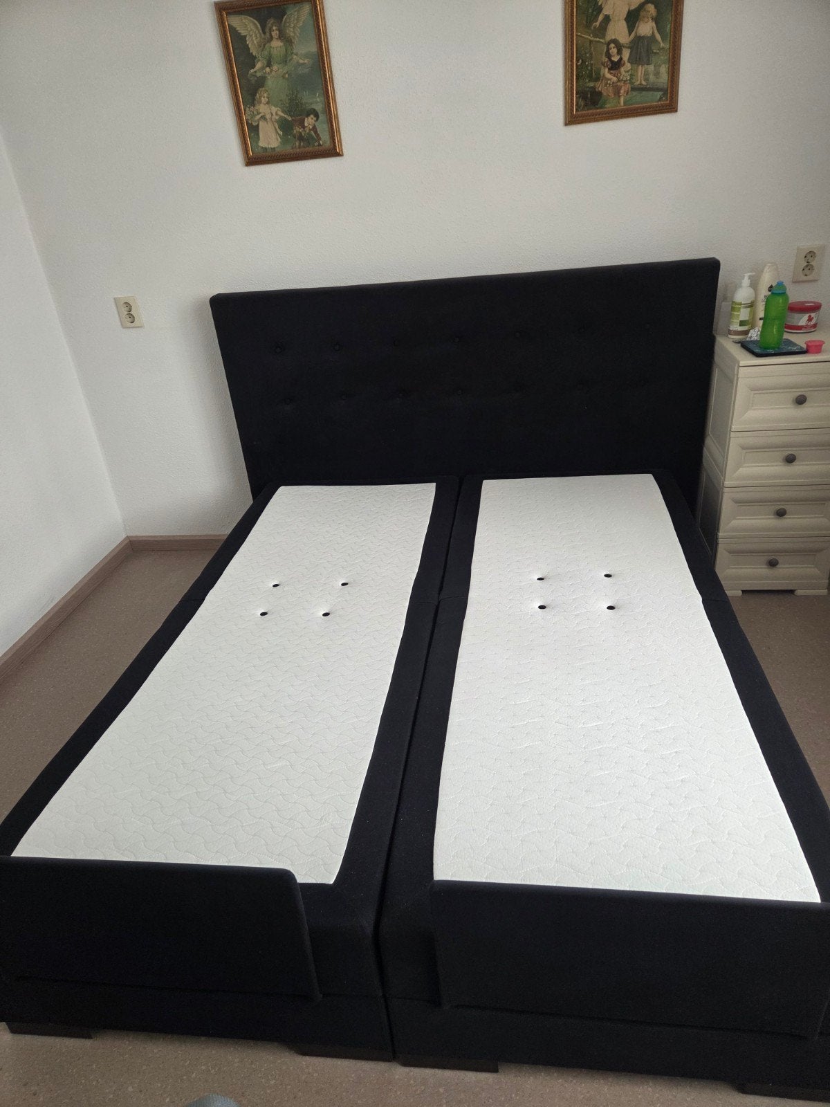 Elektrische boxspring - Zwart - Tweepersoons, Ophalen, Gebruikt, Zwart, Tweepersoons